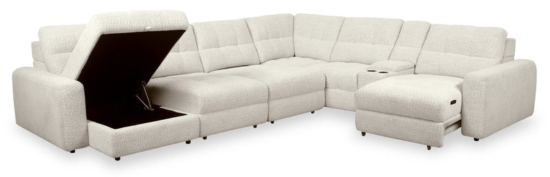 Sofa sectionnel modulaire à coulissement électrique de gauche Elevate de Scott Living 7 pièces en tissu de chenille avec rangement - beige