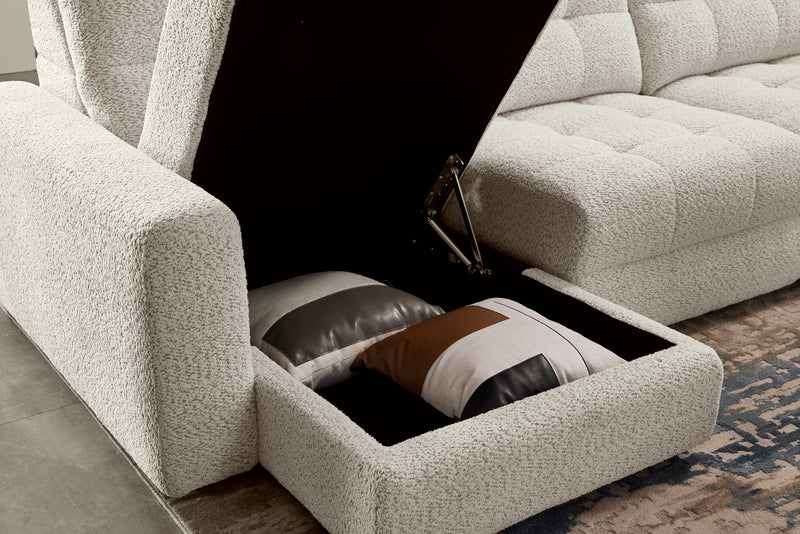 Sofa sectionnel modulaire à coulissement électrique de gauche Elevate de Scott Living 7 pièces en tissu de chenille avec rangement - beige