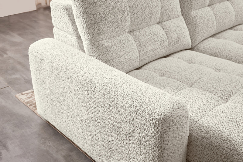 Sofa sectionnel modulaire à coulissement électrique de gauche Elevate de Scott Living 7 pièces en tissu de chenille avec rangement - beige