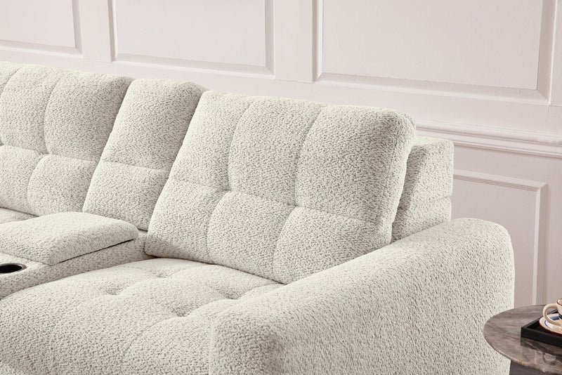 Sofa sectionnel modulaire à coulissement électrique de gauche Elevate de Scott Living 7 pièces en tissu de chenille avec rangement - beige