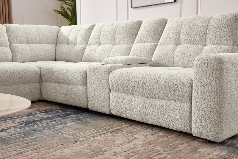 Sofa sectionnel modulaire à coulissement électrique de gauche Elevate de Scott Living 7 pièces en tissu de chenille avec rangement - beige