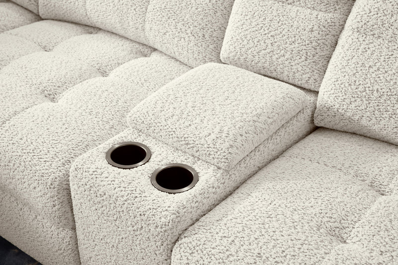 Sofa sectionnel modulaire à coulissement électrique de gauche Elevate de Scott Living 7 pièces en tissu de chenille avec rangement - beige
