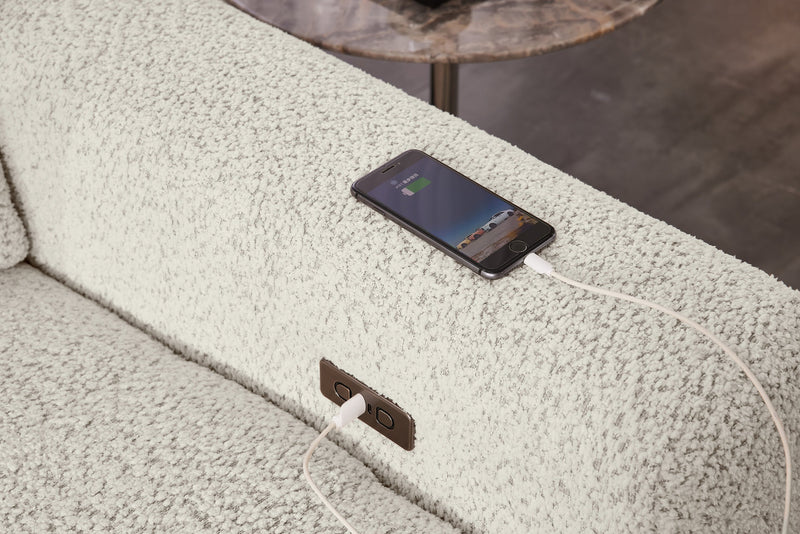 Sofa sectionnel modulaire à coulissement électrique de gauche Elevate de Scott Living 7 pièces en tissu de chenille avec rangement - beige