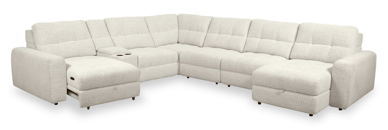 Sofa sectionnel modulaire à coulissement électrique de droite Elevate de Scott Living 7 pièces en tissu de chenille avec rangement - beige