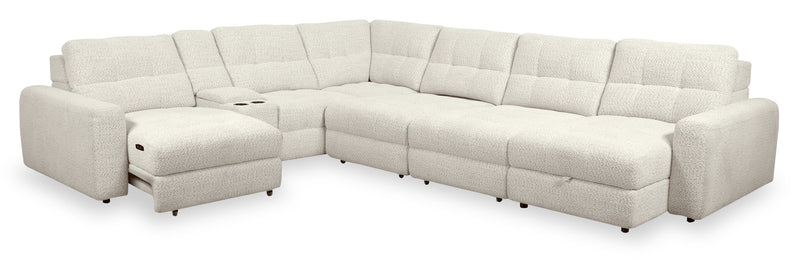 Sofa sectionnel modulaire à coulissement électrique de droite Elevate de Scott Living 7 pièces en tissu de chenille avec rangement - beige