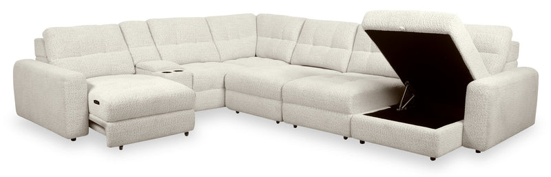 Sofa sectionnel modulaire à coulissement électrique de droite Elevate de Scott Living 7 pièces en tissu de chenille avec rangement - beige