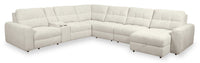 Sofa sectionnel modulaire à coulissement électrique de droite Elevate de Scott Living 7 pièces en tissu de chenille avec rangement - beige