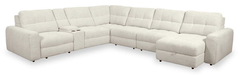 Sofa sectionnel modulaire à coulissement électrique de droite Elevate de Scott Living 7 pièces en tissu de chenille avec rangement - beige