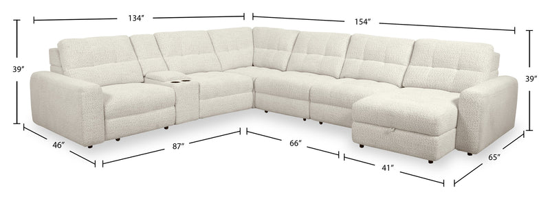 Sofa sectionnel modulaire à coulissement électrique de droite Elevate de Scott Living 7 pièces en tissu de chenille avec rangement - beige