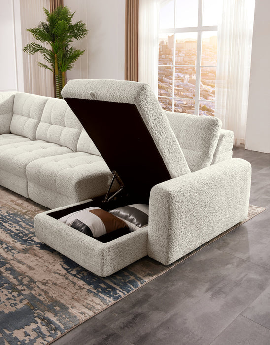 Sofa sectionnel modulaire à coulissement électrique de droite Elevate de Scott Living 7 pièces en tissu de chenille avec rangement - beige