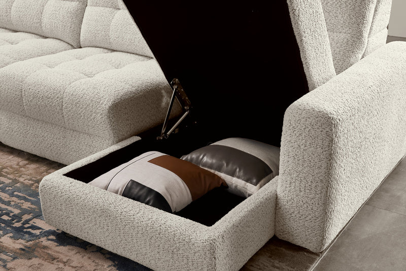 Sofa sectionnel modulaire à coulissement électrique de droite Elevate de Scott Living 7 pièces en tissu de chenille avec rangement - beige