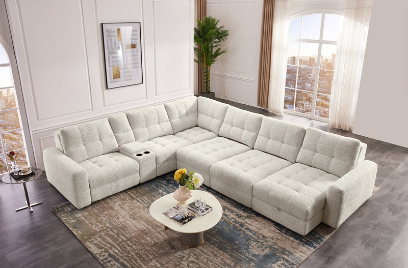 Sofa sectionnel modulaire à coulissement électrique de droite Elevate de Scott Living 7 pièces en tissu de chenille avec rangement - beige
