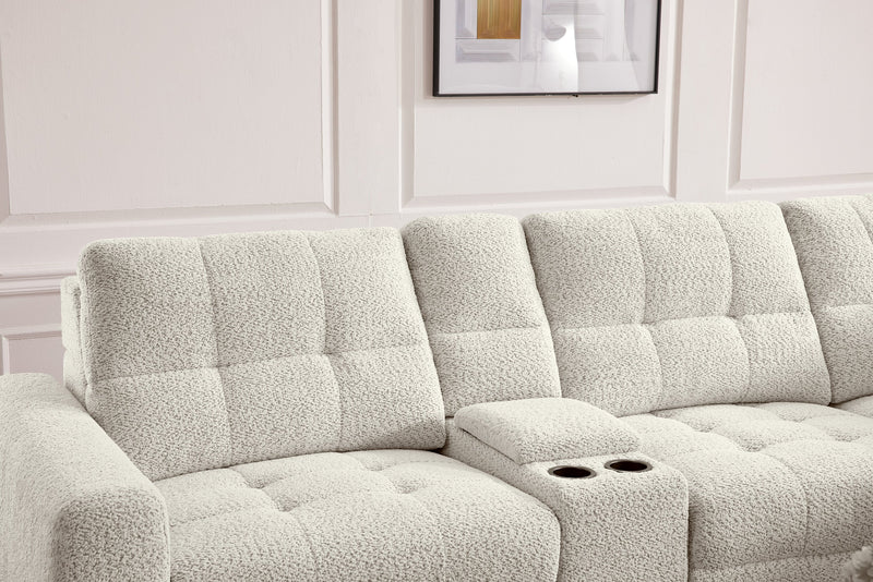 Sofa sectionnel modulaire à coulissement électrique de droite Elevate de Scott Living 7 pièces en tissu de chenille avec rangement - beige