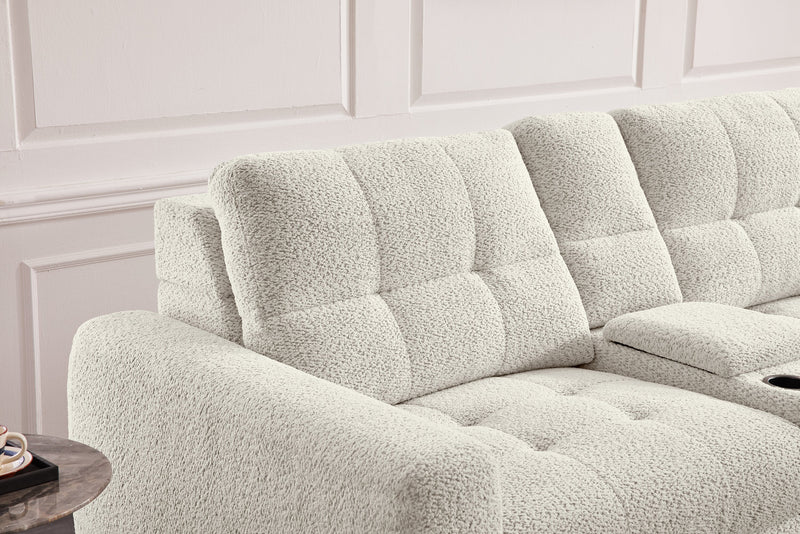 Sofa sectionnel modulaire à coulissement électrique de droite Elevate de Scott Living 7 pièces en tissu de chenille avec rangement - beige