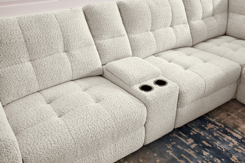 Sofa sectionnel modulaire à coulissement électrique de droite Elevate de Scott Living 7 pièces en tissu de chenille avec rangement - beige