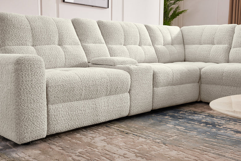 Sofa sectionnel modulaire à coulissement électrique de droite Elevate de Scott Living 7 pièces en tissu de chenille avec rangement - beige