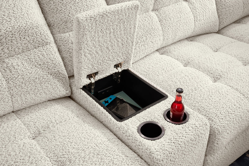 Sofa sectionnel modulaire à coulissement électrique de droite Elevate de Scott Living 7 pièces en tissu de chenille avec rangement - beige