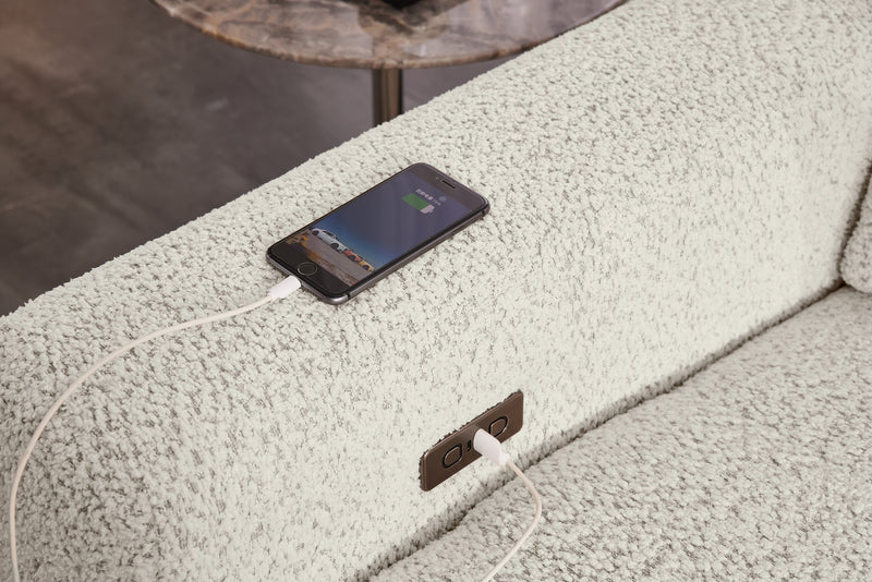 Sofa sectionnel modulaire à coulissement électrique de droite Elevate de Scott Living 7 pièces en tissu de chenille avec rangement - beige