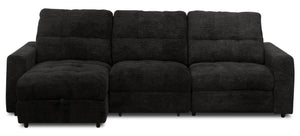 Sofa sectionnel modulaire à coulissement et inclinaison électriques de gauche Elevate de Scott Living 3 pièces en tissu de chenille - Ebony