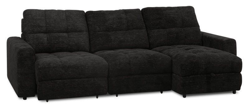 Sofa sectionnel modulaire à coulissement et inclinaison électriques de droite Elevate de Scott Living 3 pièces en tissu de chenille - Ebony