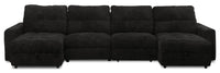  Sofa sectionnel modulaire à coulissement électrique Elevate de Scott Living 4 pièces en chenille avec 2 fauteuils longs de rangement - Ebony
