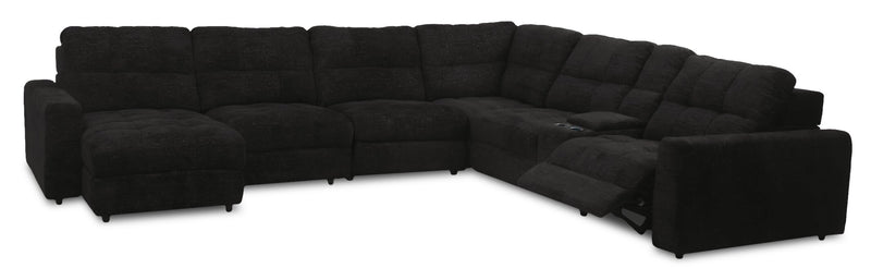 Sofa sectionnel modulaire à coulissement et inclinaison électriques de gauche Elevate de Scott Living 7 pièces en tissu de chenille - Ebony