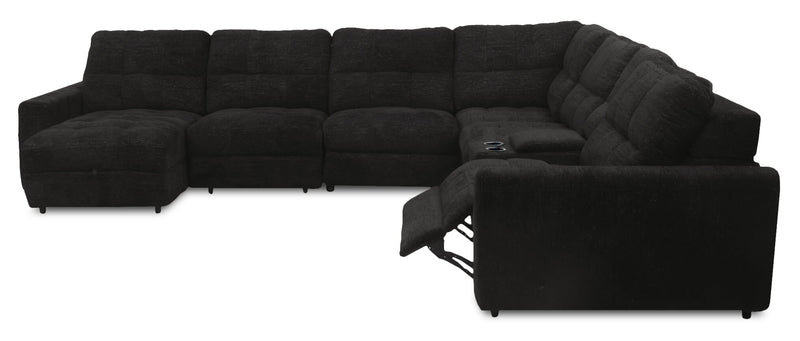 Sofa sectionnel modulaire à coulissement et inclinaison électriques de gauche Elevate de Scott Living 7 pièces en tissu de chenille - Ebony