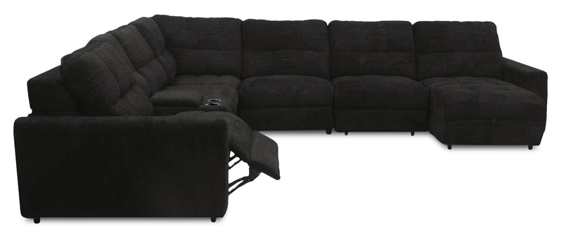 Sofa sectionnel modulaire à coulissement et inclinaison électriques de droite Elevate de Scott Living 7 pièces en tissu de chenille - Ebony