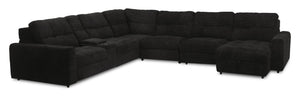 Sofa sectionnel modulaire à coulissement et inclinaison électriques de droite Elevate de Scott Living 7 pièces en tissu de chenille - Ebony