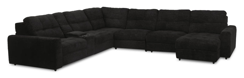Sofa sectionnel modulaire à coulissement et inclinaison électriques de droite Elevate de Scott Living 7 pièces en tissu de chenille - Ebony