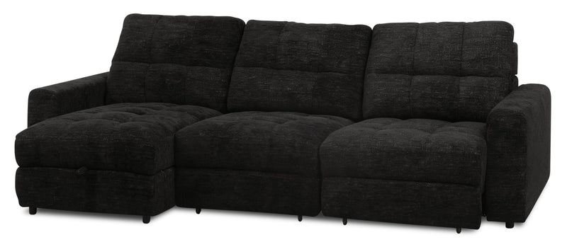 Sofa sectionnel modulaire à coulissement électrique de gauche Elevate de Scott Living 3 pièces en tissu de chenille - Ebony