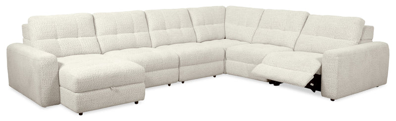 Sofa sectionnel modulaire à coulissement et inclinaison électriques de gauche Elevate de Scott Living 6 pièces en tissu de chenille - beige
