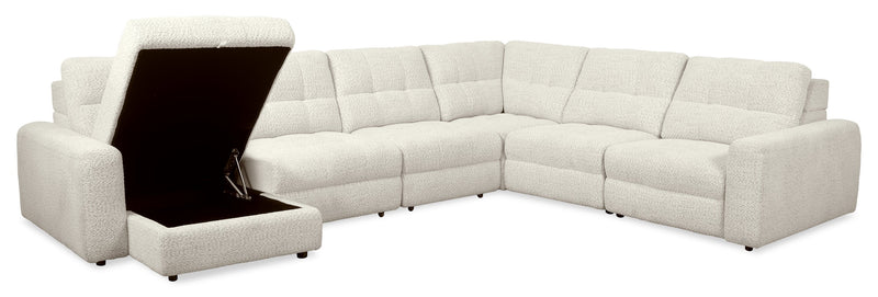 Sofa sectionnel modulaire à coulissement et inclinaison électriques de gauche Elevate de Scott Living 6 pièces en tissu de chenille - beige