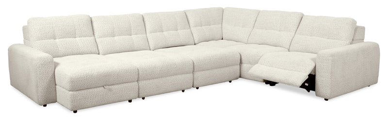 Sofa sectionnel modulaire à coulissement et inclinaison électriques de gauche Elevate de Scott Living 6 pièces en tissu de chenille - beige