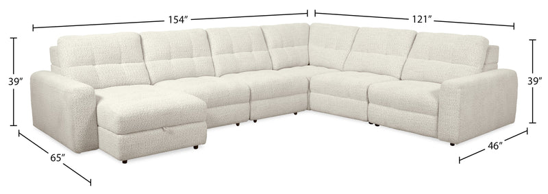 Sofa sectionnel modulaire à coulissement et inclinaison électriques de gauche Elevate de Scott Living 6 pièces en tissu de chenille - beige