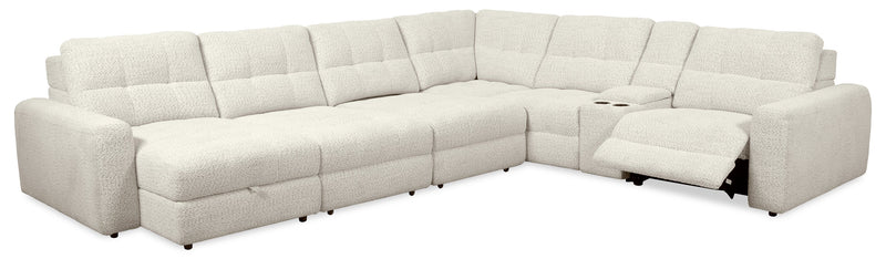 Sofa sectionnel modulaire à coulissement et inclinaison électriques de gauche Elevate de Scott Living 7 pièces en tissu de chenille - beige