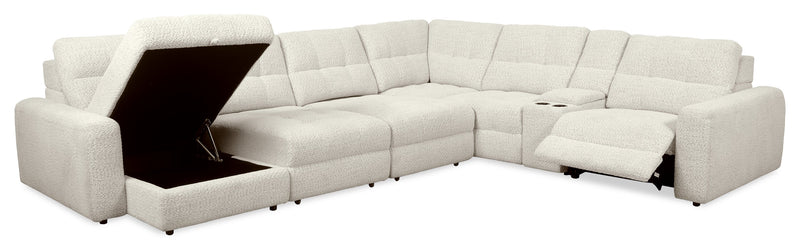 Sofa sectionnel modulaire à coulissement et inclinaison électriques de gauche Elevate de Scott Living 7 pièces en tissu de chenille - beige