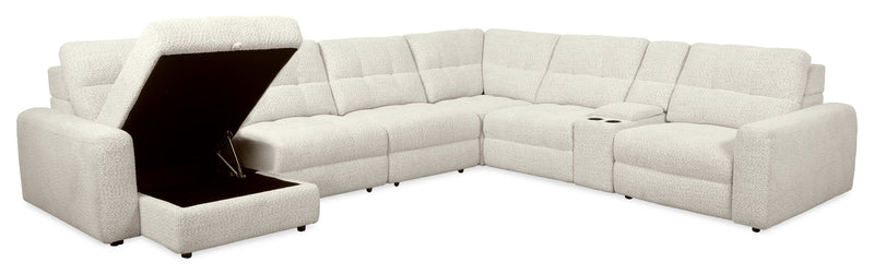 Sofa sectionnel modulaire à coulissement et inclinaison électriques de gauche Elevate de Scott Living 7 pièces en tissu de chenille - beige