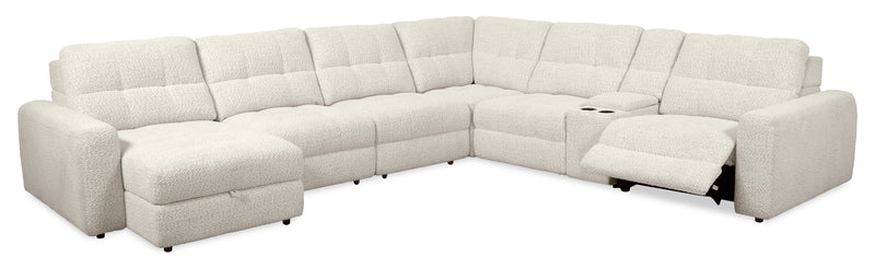 Sofa sectionnel modulaire à coulissement et inclinaison électriques de gauche Elevate de Scott Living 7 pièces en tissu de chenille - beige