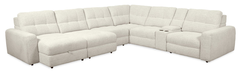 Sofa sectionnel modulaire à coulissement et inclinaison électriques de gauche Elevate de Scott Living 7 pièces en tissu de chenille - beige