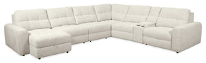 Sofa sectionnel modulaire à coulissement et inclinaison électriques de gauche Elevate de Scott Living 7 pièces en tissu de chenille - beige