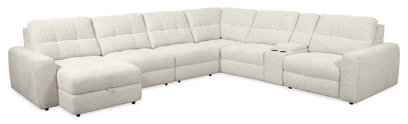 Sofa sectionnel modulaire à coulissement et inclinaison électriques de gauche Elevate de Scott Living 7 pièces en tissu de chenille - beige