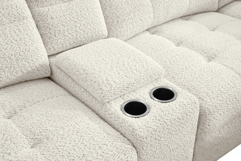 Sofa sectionnel modulaire à coulissement et inclinaison électriques de gauche Elevate de Scott Living 7 pièces en tissu de chenille - beige