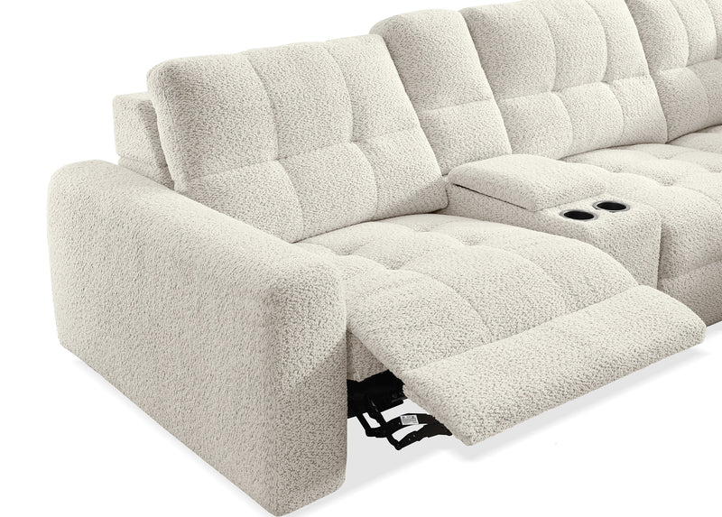 Sofa sectionnel modulaire à coulissement et inclinaison électriques de gauche Elevate de Scott Living 7 pièces en tissu de chenille - beige