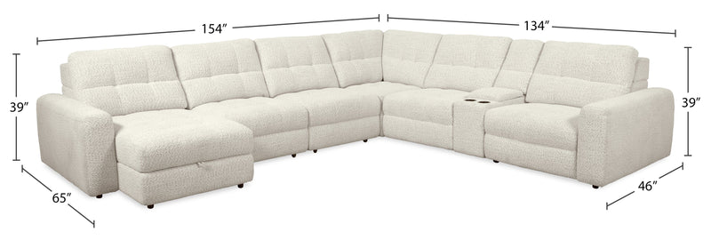 Sofa sectionnel modulaire à coulissement et inclinaison électriques de gauche Elevate de Scott Living 7 pièces en tissu de chenille - beige