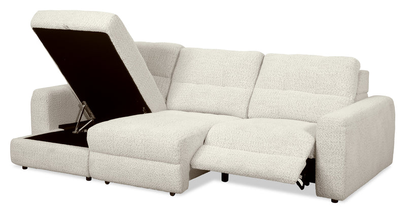 Sofa sectionnel modulaire à coulissement et inclinaison électriques de gauche Elevate de Scott Living 3 pièces en tissu de chenille - beige