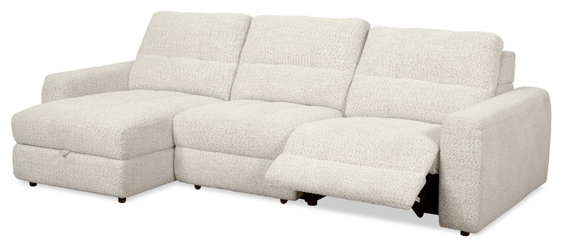 Sofa sectionnel modulaire à coulissement et inclinaison électriques de gauche Elevate de Scott Living 3 pièces en tissu de chenille - beige