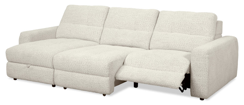 Sofa sectionnel modulaire à coulissement et inclinaison électriques de gauche Elevate de Scott Living 3 pièces en tissu de chenille - beige