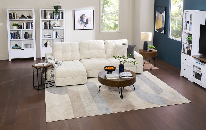 Sofa sectionnel modulaire à coulissement et inclinaison électriques de gauche Elevate de Scott Living 3 pièces en tissu de chenille - beige