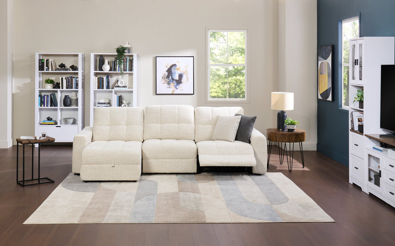 Sofa sectionnel modulaire à coulissement et inclinaison électriques de gauche Elevate de Scott Living 3 pièces en tissu de chenille - beige